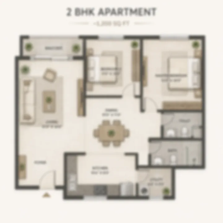 Assetz Nari & Nami 2 BHK apartment floor plan, indicative 1,150 to 1,250 sq ft